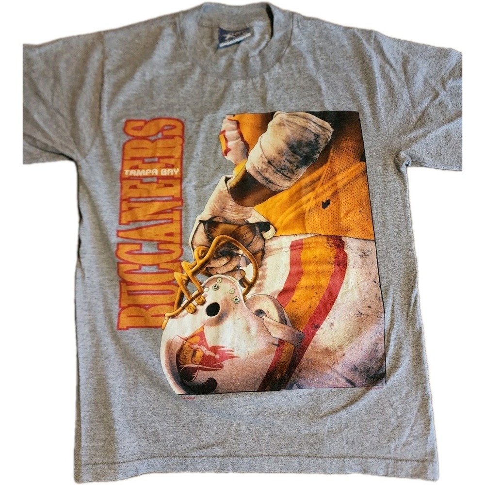 VTG 90s Tampa Bay Buccaneers T-Shirt Mens Medium M Gray And Orange Lee Sports